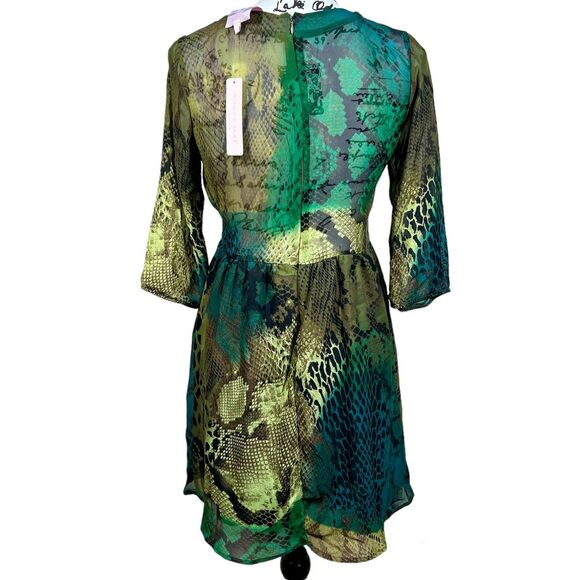 Romeo and Juliet couture green snake print colorful dress sz S boho hippie retro - Picture 3 of 16